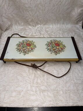Vintage Floral Ceramic Electric Hot Plate - Cream with Fruit Motif